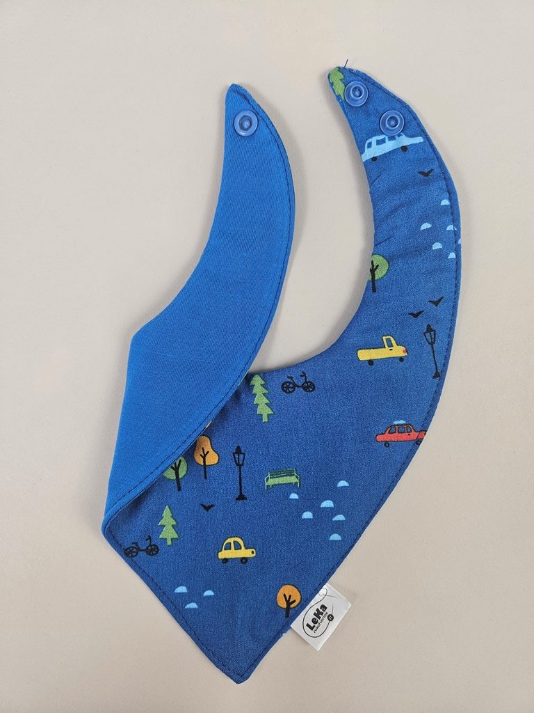 Dvostrani nepropusni slinček- Autići i plavo