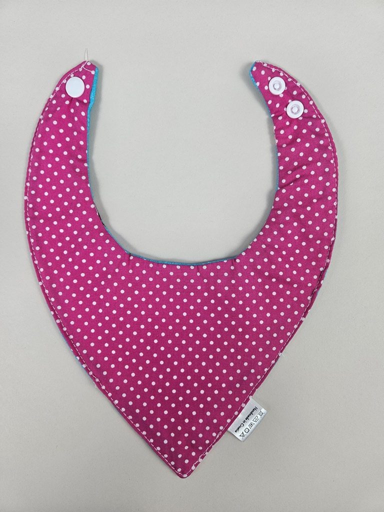 Dvostrani nepropusni slinček- roze točkice i muslin cvjetići - Slika 2